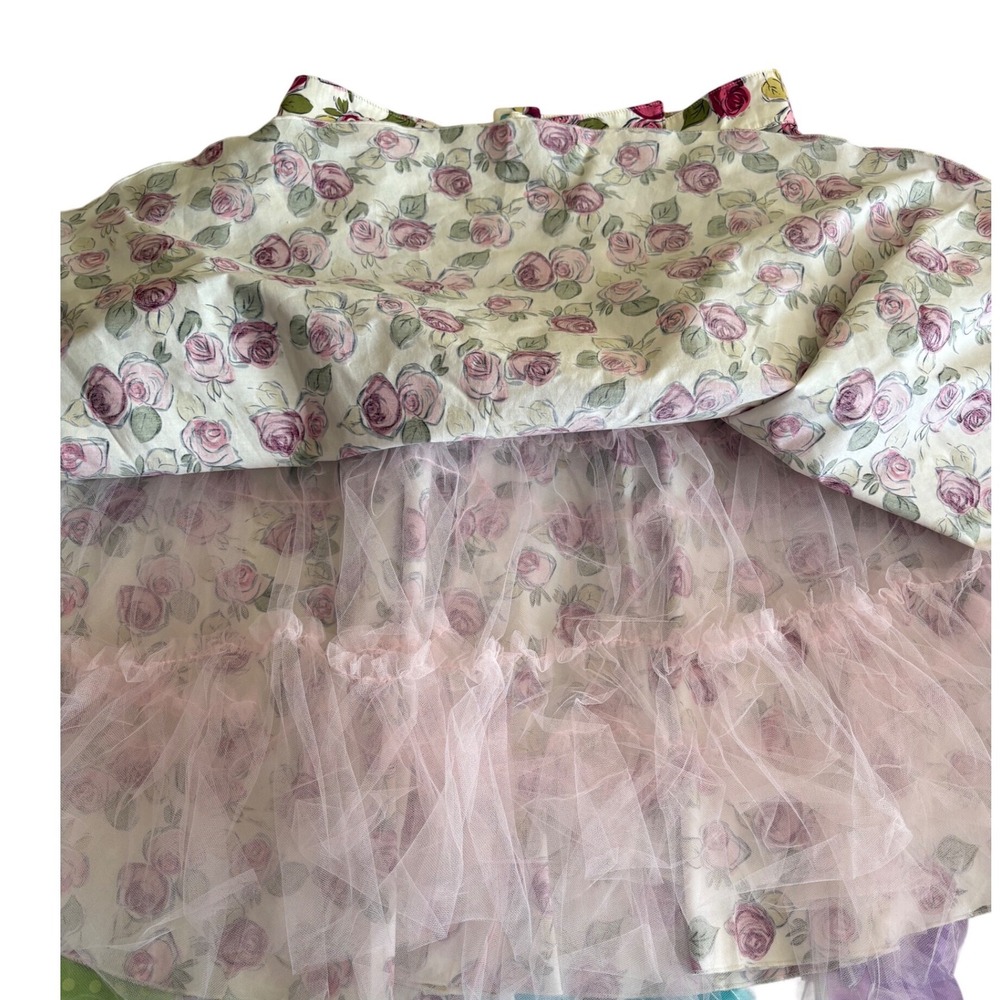 Ashley O'Rourke Floral Rose Midi Skirt Belted Tulle Petticoat Pink Ivory 17W - Picture 4 of 8